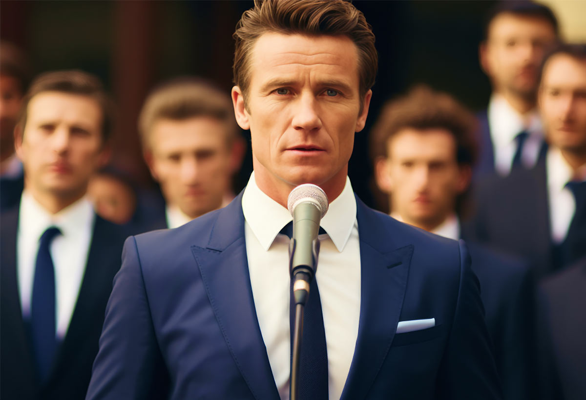 Man Talking on Microphone